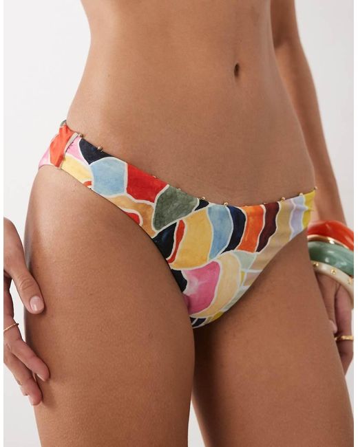 River Island Yellow Floral High Leg Bikini Bottoms