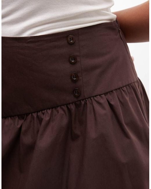 Reclaimed Vintage Brown Cotton Poplin Awkward Length Skirt