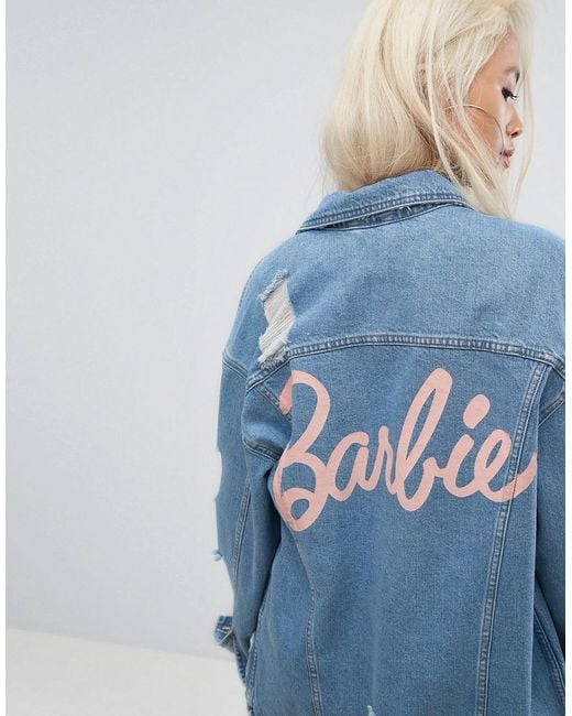 Missguided Barbie Distressed Denim Jacket in Blue | Lyst