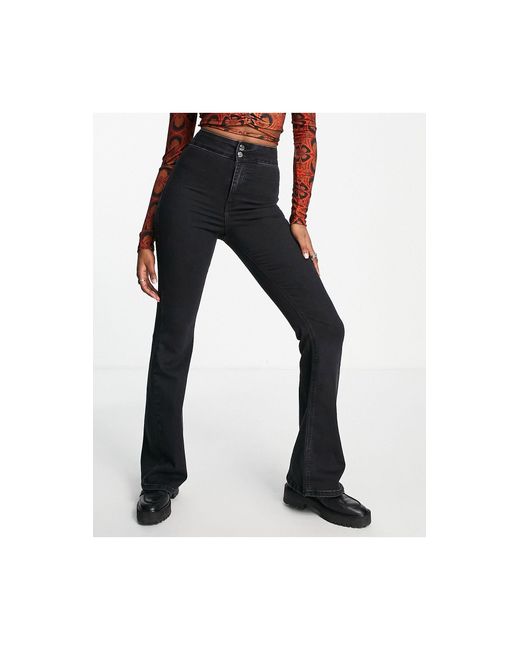 TOPSHOP Cotton Joni Flare Jeans in 