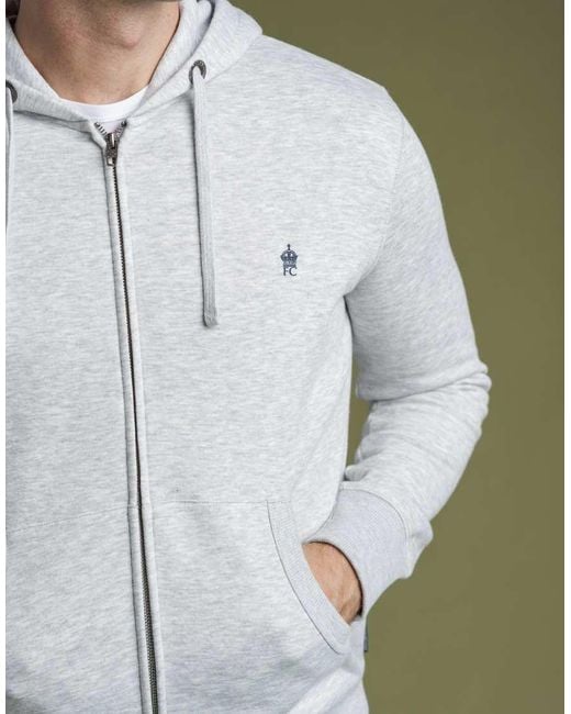 French Connection Green Cotton Blend Zip Hoody for men