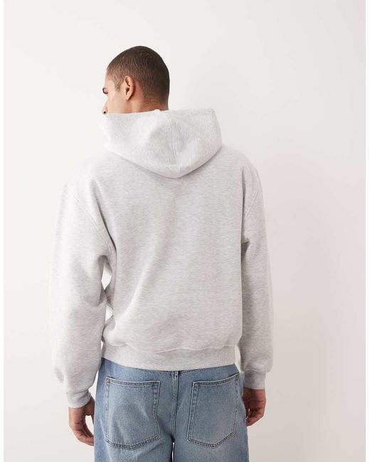 ASOS White Oversized Boxy Hoodie With Embroidery Print for men