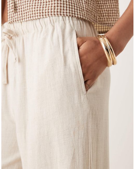 ASOS Natural Tall Linen Look Pull On Trousers