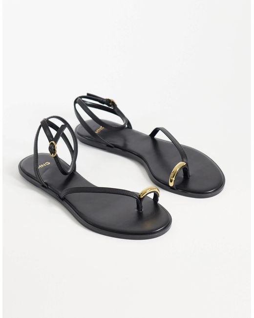 Mango White Hardware Detailing Flat Sandals