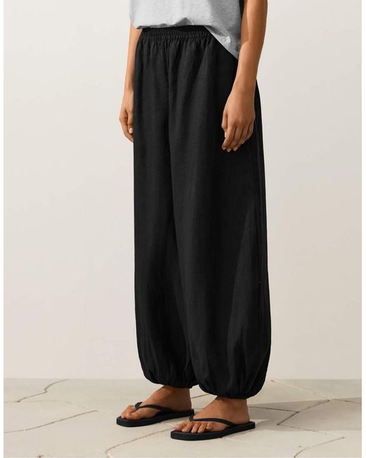 Oysho White 100% Linen Bloomer Trousers