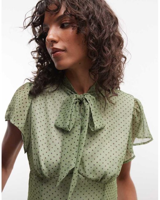 Reclaimed Vintage Green Scarf Detail Dress