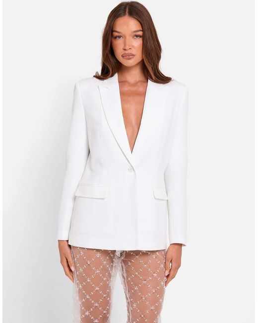 Public Desire White Bridal Fitted Tailored Blazer