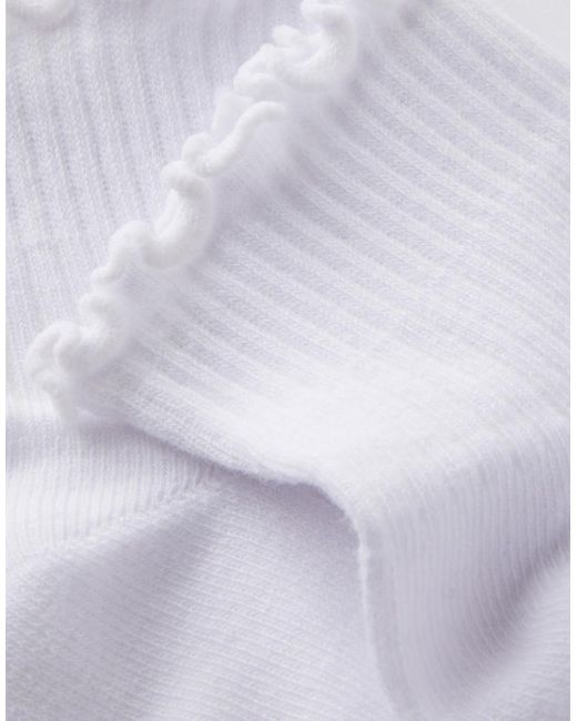 Cotton On White The Perfect Pair Frill Rib Ankle 2Pk