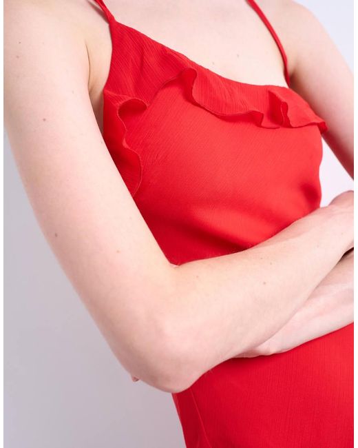 TOPSHOP Red Godet Hem Occasion Midi Dress