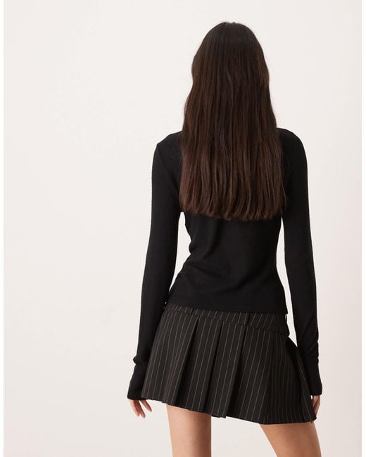 ASOS Black Drop Waist Pleated Mini Skirt