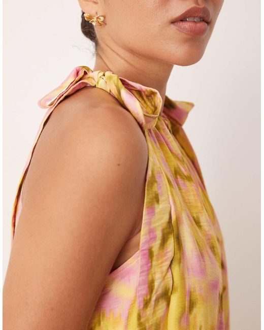 Y.A.S Metallic Tie Shoulder Tiered Hem Detail Maxi Dress