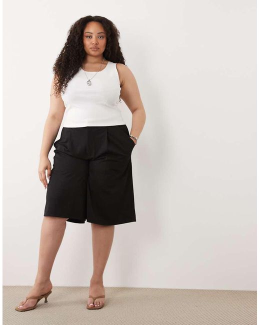 ASOS White Asos Design Curve Slinky Twill Tailored Bermuda Shorts