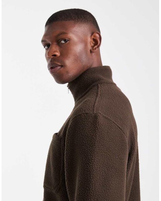 Jack & Jones Brown 1/4 Zip Fleece for men
