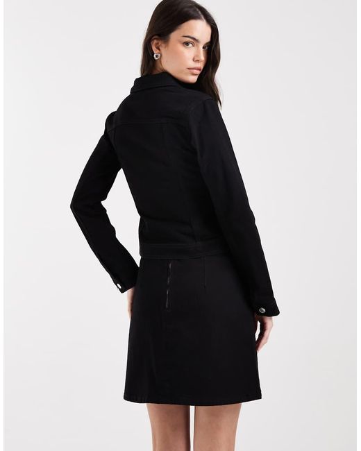 ASOS Black Denim Low Waist Flare Hem Mini Skirt Co-ord