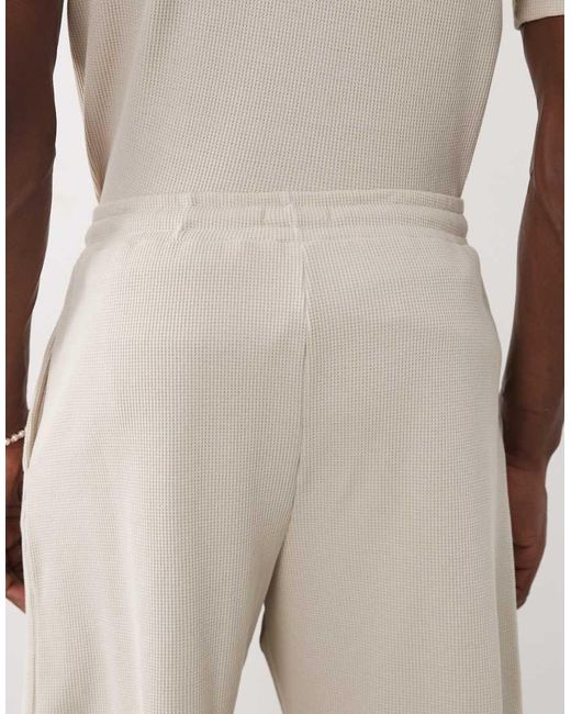 New Look Natural Waffle Shorts for men