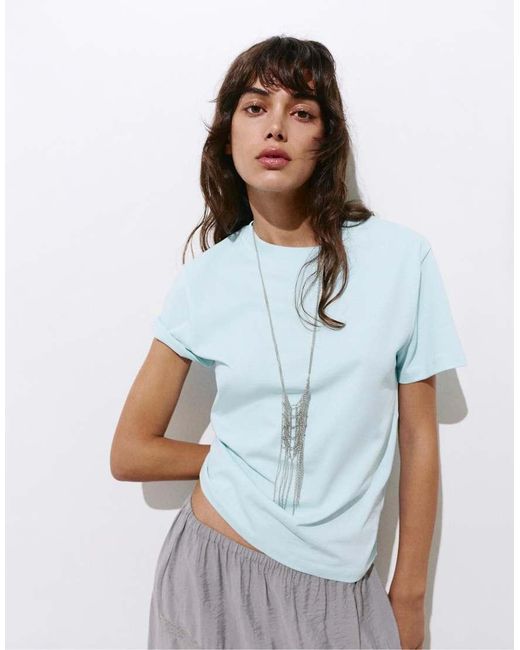 T-Shirt Basic A Maniche Corte Pallido di Pull&Bear in Blue
