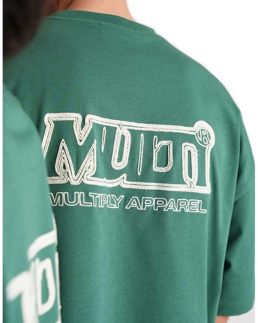Multiply Apparel Oversized T-Shirt Met Rand in het Green