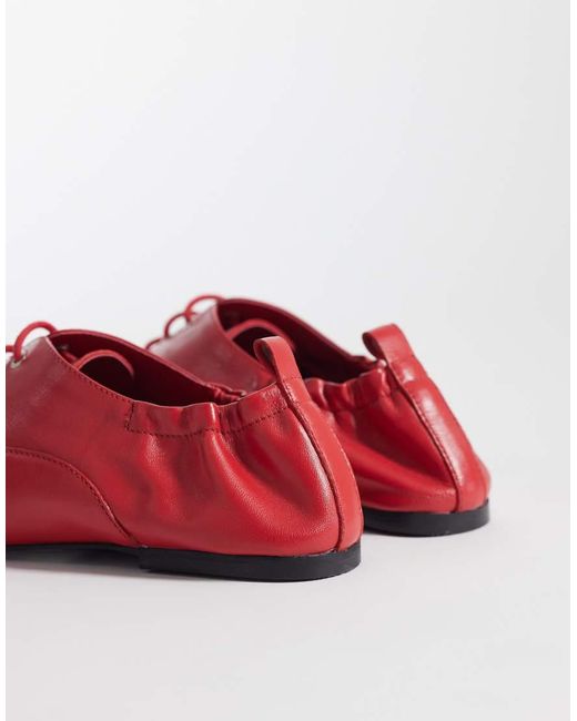 ASOS Red Myriad Premium Lace Up Flat Shoes