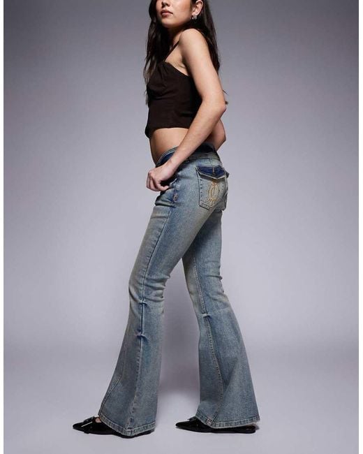 Juicy Couture Gray Diamante Logo Flare Jeans