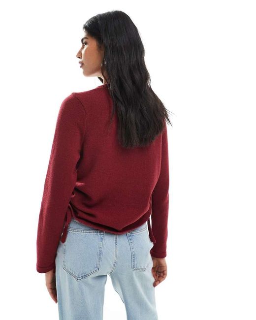 ASOS Red Knitted Jumper With Ruching