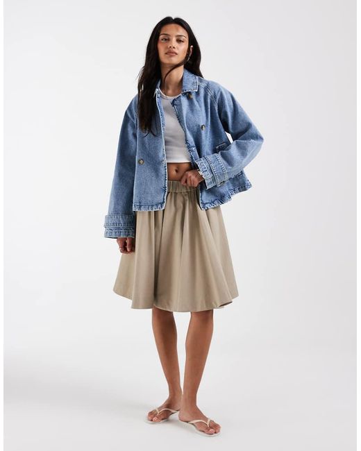 ONLY Blue Denim Short Trench Coat