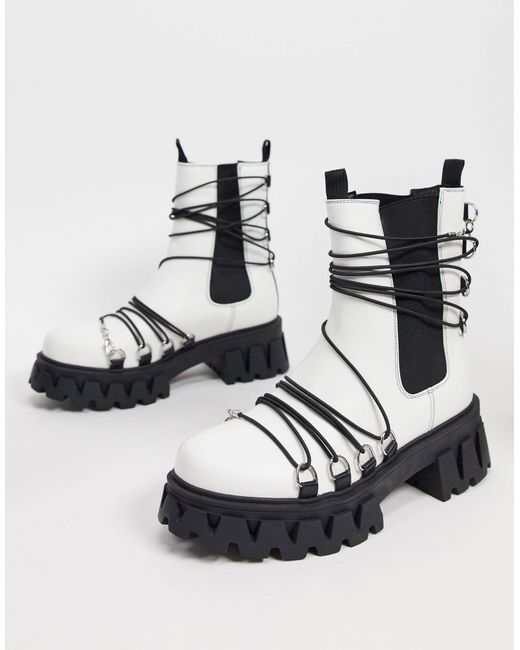 Koi Footwear White Allegiance Chunky Boots With Black Laces