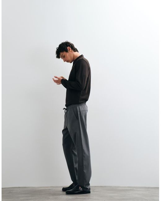 Jack & Jones Gray Straight Fit Drawstring Trousers for men
