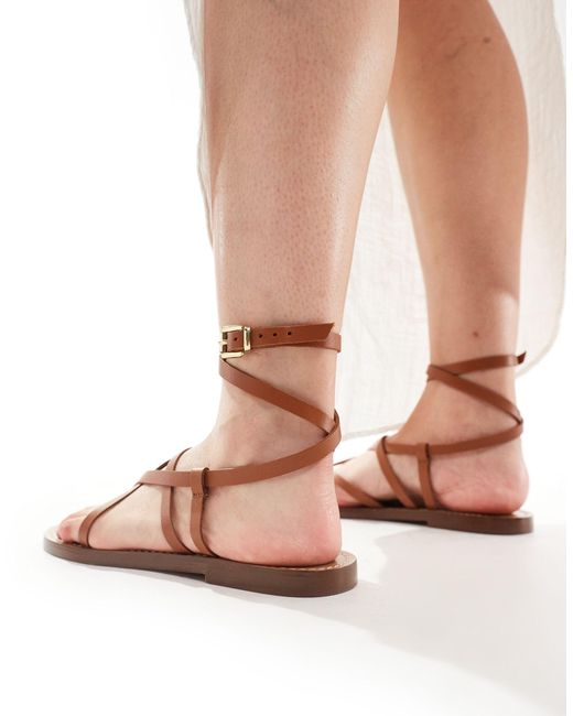Stradivarius Pink – riemchen-sandalen aus leder