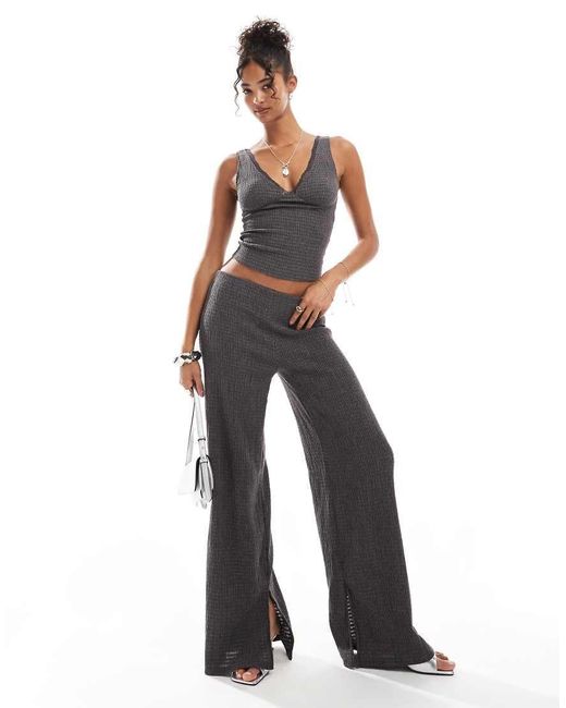 Bershka Blue Shirred Flared Pants