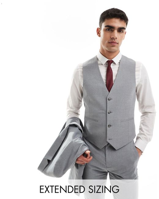 ASOS Gray Skinny Waistcoat for men