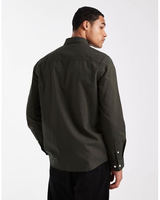 Threadbare Black Long Sleeve Oxford Shirt for men