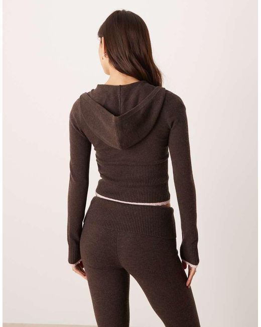 Hollister Brown Gilly Hicks Lightweight Cable Knit Zip Sweater Co-ord