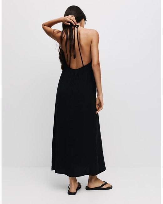 Pull&Bear Midi Jurk Met Halternek in het Black