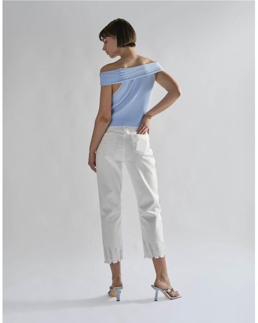 Glamorous White Straight Cropped Jeans