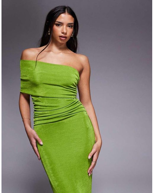 Vestito Lungo Fasciante Sinuoso A Doppio Strato Multiposizione di Aria Cove in Green