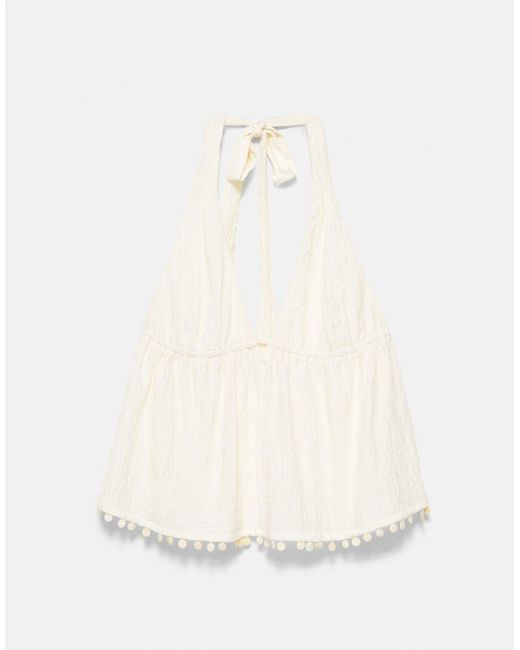 Pull&Bear Blue Shell Detail Halter Top
