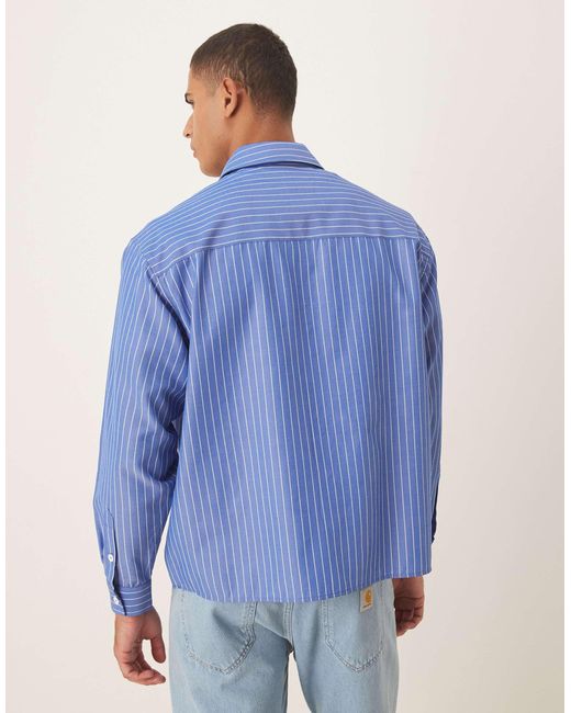 ASOS – oversize-hemd aus baumwoll-popeline in Blue für Herren