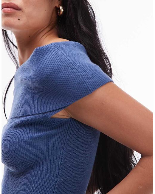 Nia Blue Annemarie Off The Shoulder Knit Sweater