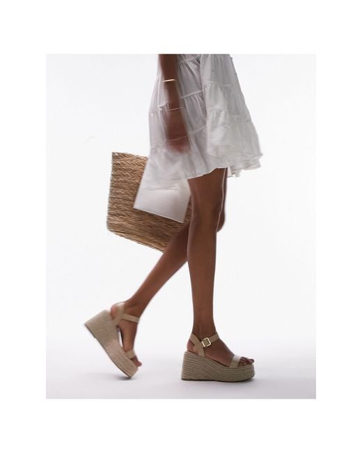 TOPSHOP White Isla Two Part Wedge Sandals
