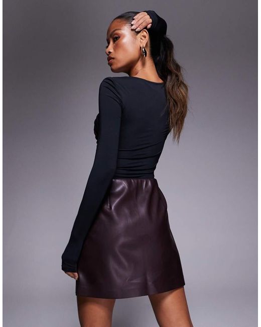 River Island Blue Faux Leather Pocket Detail Mini Skirt
