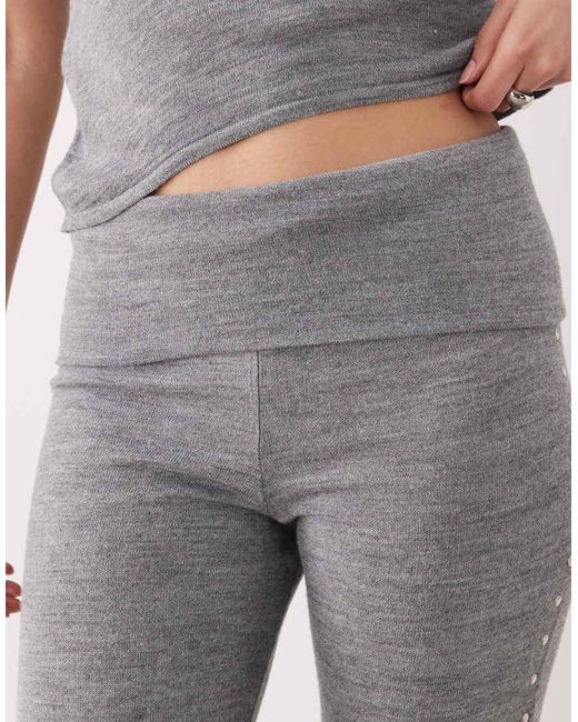 Mango White Studis Knitted Fold Over Trouser With Studs Co-Ord