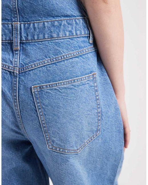Miss Selfridge Blue Barrel Leg Dungaree