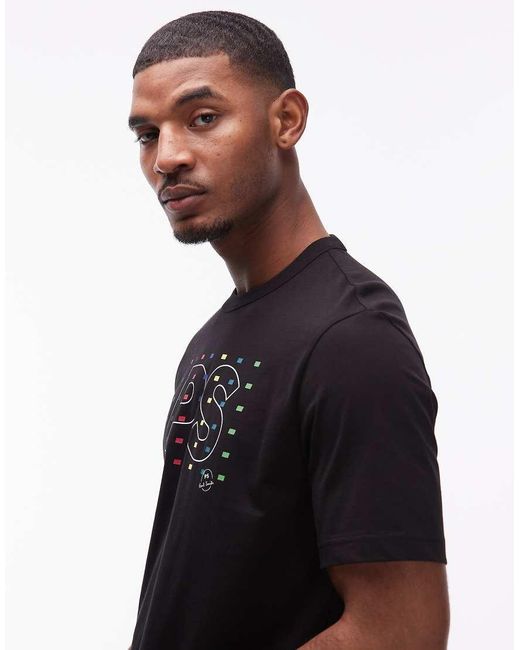 Paul Smith Black Short Sleeve Logo Print T-shirt for men