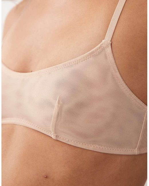 ASOS Natural Tammy Sheer Mesh Scoop Neck Crop