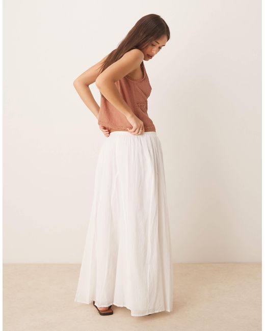ASOS Natural Cotton Godet Maxi Skirt