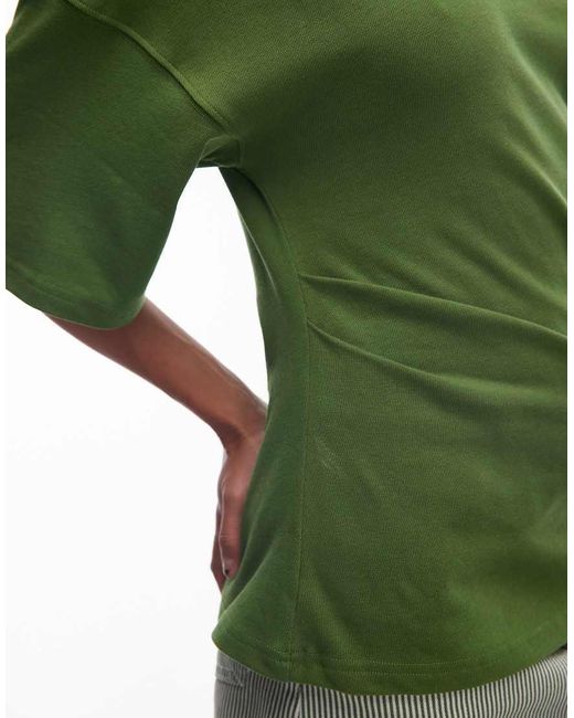 T-Shirt Con Dettaglio Attorcigliato di TOPSHOP in Green