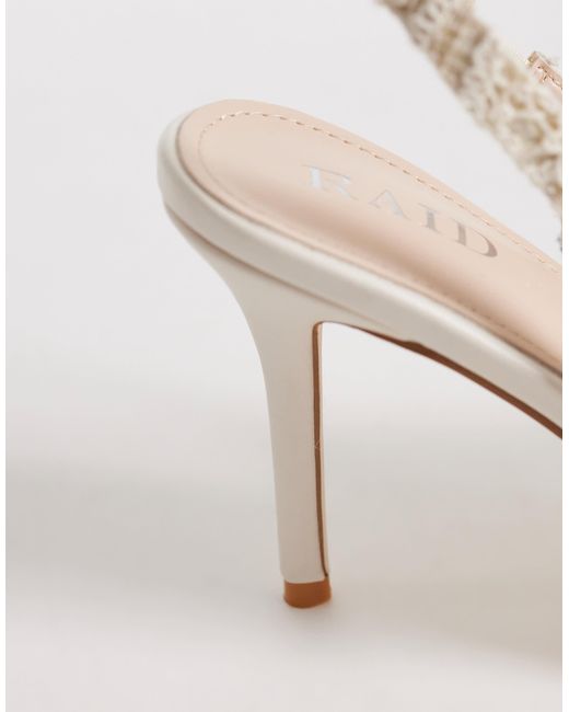 Raid White Annona Slingback Heeled Pumps