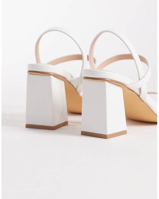 London Rebel Natural Ash Strappy Mid Block Heeled Sandals