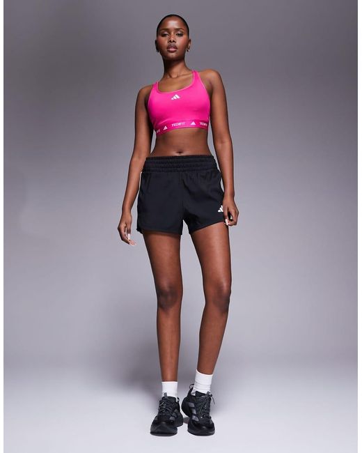 Adidas Originals Pink Adidas Training Techfit Sports Bra