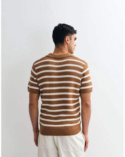 New Look Multicolor Knitted Stripe Polo for men